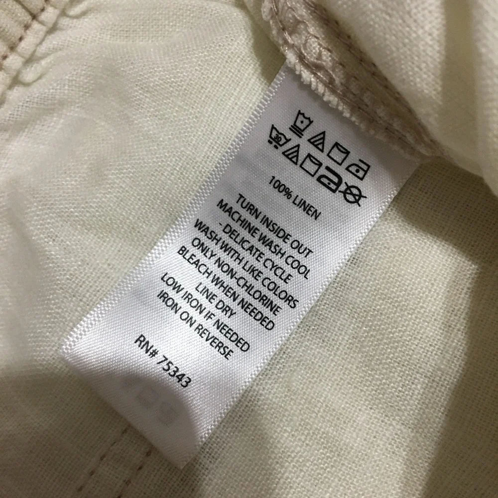 Nicole Miller Linen Joggers Women Small Ivory White Drawstring Pants